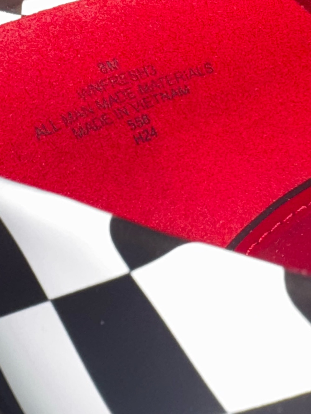 Nine West 🏁 Black & White Checkerboard Pointed Pumps 8 M Red race car nascar - Picture 5 of 6